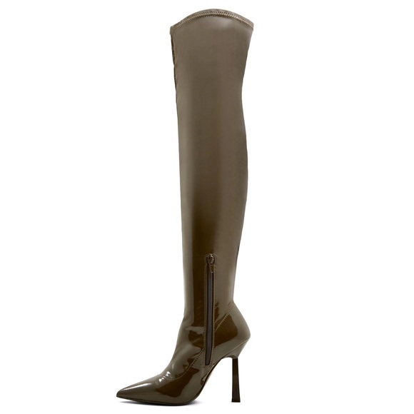 ALDO Nella Over the Knee Patent Boots in Khaki, Women’s Size 5 - Picture 3 of 6